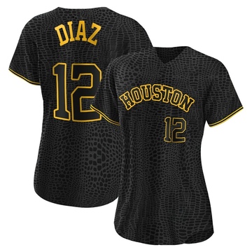 Aledmys Diaz Women's Authentic Houston Astros Black Snake Skin City Jersey