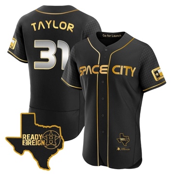 Andrew Taylor Men's Authentic Houston Astros Black/Gold 2023 Space City Ready 2 Reign Flex Base Jersey