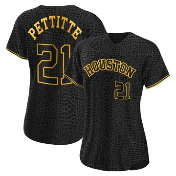 Andy Pettitte Women's Authentic Houston Astros Black Snake Skin City Jersey