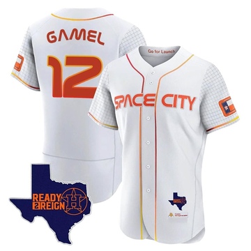 Ben Gamel Men's Authentic Houston Astros White 2023 Space City Ready 2 Reign Flex Base Jersey