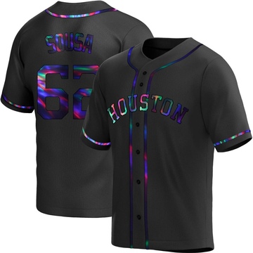 Bennett Sousa Men's Replica Houston Astros Black Holographic Alternate Jersey