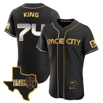 Bryan King Men's Authentic Houston Astros Black/Gold 2023 Space City Ready 2 Reign Flex Base Jersey