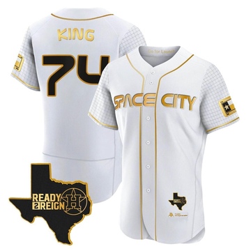 Bryan King Men's Authentic Houston Astros White/Gold 2023 Space City Ready 2 Reign Flex Base Jersey