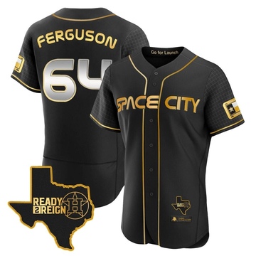 Caleb Ferguson Men's Authentic Houston Astros Black/Gold 2023 Space City Ready 2 Reign Flex Base Jersey