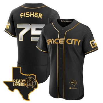 Cameron Fisher Men's Authentic Houston Astros Black/Gold 2023 Space City Ready 2 Reign Flex Base Jersey