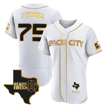 Cameron Fisher Men's Authentic Houston Astros White/Gold 2023 Space City Ready 2 Reign Flex Base Jersey