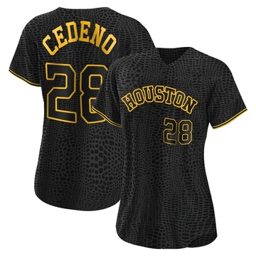 Cesar Cedeno Women's Authentic Houston Astros Black Snake Skin City Jersey