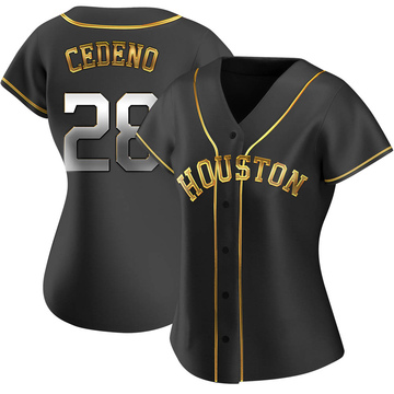 Cesar Cedeno Women's Replica Houston Astros Black Golden Alternate Jersey