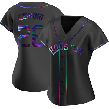 Cesar Cedeno Women's Replica Houston Astros Black Holographic Alternate Jersey