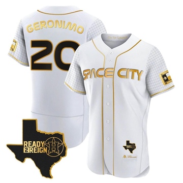 Cesar Geronimo Men's Authentic Houston Astros White/Gold 2023 Space City Ready 2 Reign Flex Base Jersey