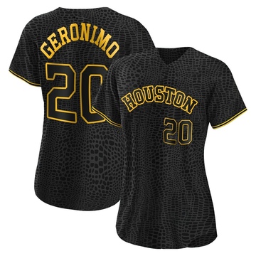 Cesar Geronimo Women's Authentic Houston Astros Black Snake Skin City Jersey