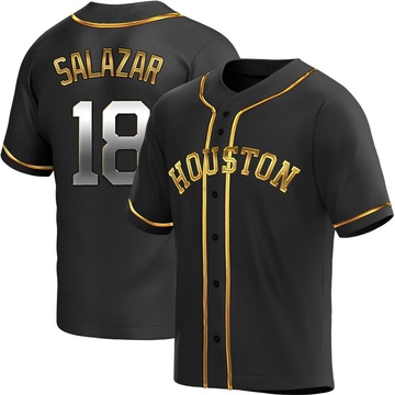 Cesar Salazar Men's Replica Houston Astros Black Golden Alternate Jersey