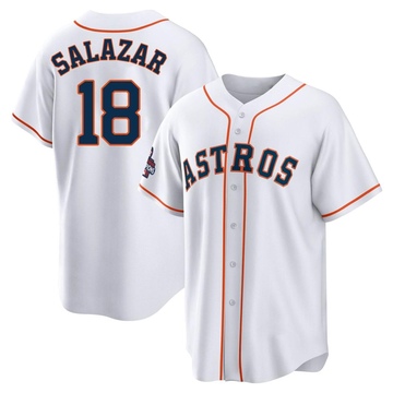 Cesar Salazar Youth Replica Houston Astros White 2022 World Series Champions Home Jersey