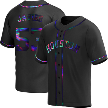 Cristian Javier Men's Replica Houston Astros Black Holographic Alternate Jersey