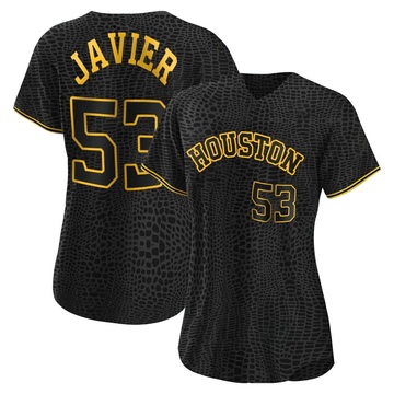 Cristian Javier Women's Authentic Houston Astros Black Snake Skin City Jersey