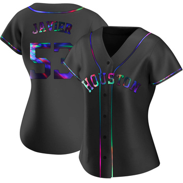 Cristian Javier Women's Replica Houston Astros Black Holographic Alternate Jersey