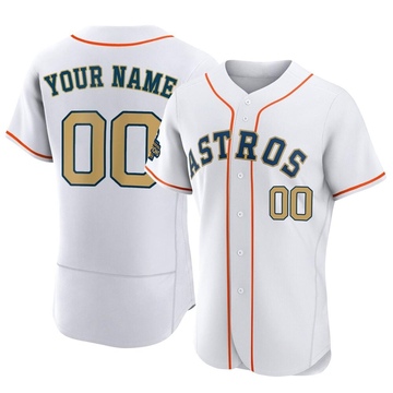 Custom Men's Authentic Houston Astros Gold White 2023 Collection Jersey