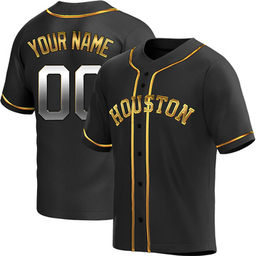 Custom Men's Replica Houston Astros Black Golden Alternate Jersey