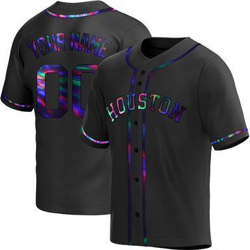 Custom Men's Replica Houston Astros Black Holographic Alternate Jersey