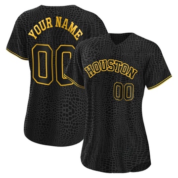 Custom Women's Authentic Houston Astros Black Snake Skin City Jersey