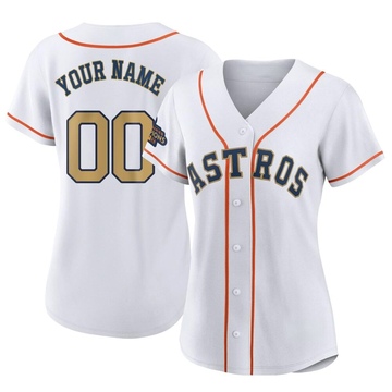 Custom Women's Authentic Houston Astros Gold White 2023 Collection Jersey