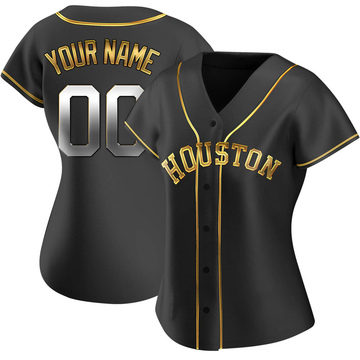 Custom Women's Replica Houston Astros Black Golden Alternate Jersey