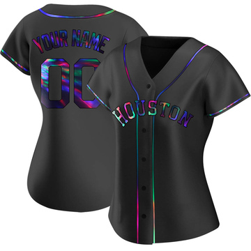 Custom Women's Replica Houston Astros Black Holographic Alternate Jersey