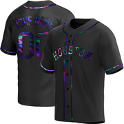 Custom Youth Replica Houston Astros Black Holographic Alternate Jersey