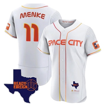 Denis Menke Men's Authentic Houston Astros White 2023 Space City Ready 2 Reign Flex Base Jersey