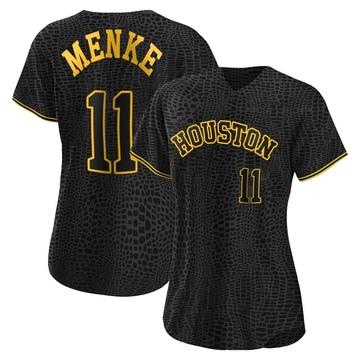 Denis Menke Women's Authentic Houston Astros Black Snake Skin City Jersey