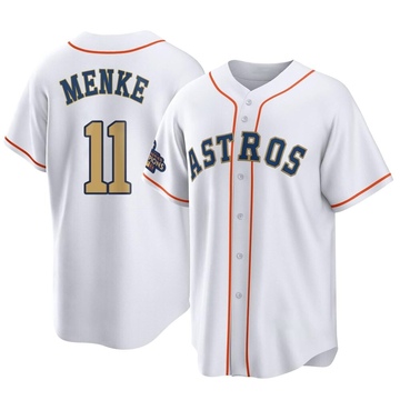 Denis Menke Youth Replica Houston Astros Gold White 2023 Collection Jersey