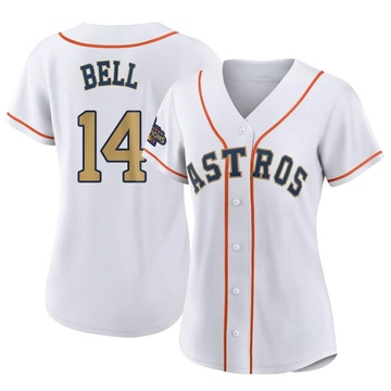 Derek Bell Women's Authentic Houston Astros Gold White 2023 Collection Jersey