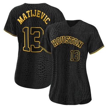 J.J. Matijevic Women's Authentic Houston Astros Black Snake Skin City Jersey