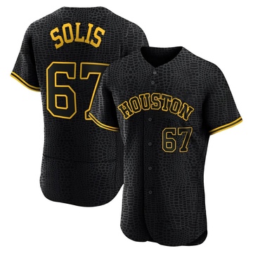 Jairo Solis Men's Authentic Houston Astros Black Snake Skin City Jersey