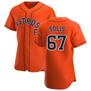 Jairo Solis Men's Authentic Houston Astros Orange Alternate Jersey