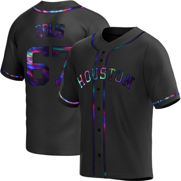 Jairo Solis Men's Replica Houston Astros Black Holographic Alternate Jersey