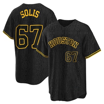 Jairo Solis Men's Replica Houston Astros Black Snake Skin City Jersey