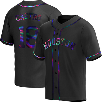 Jason Castro Men's Replica Houston Astros Black Holographic Alternate Jersey