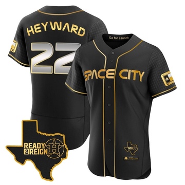 Jason Heyward Men's Authentic Houston Astros Black/Gold 2023 Space City Ready 2 Reign Flex Base Jersey