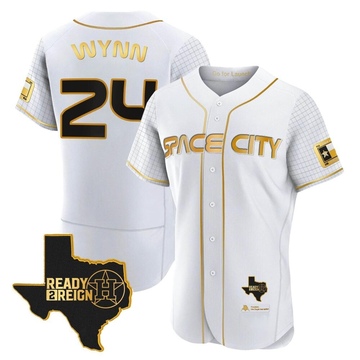 Jimmy Wynn Men's Authentic Houston Astros White/Gold 2023 Space City Ready 2 Reign Flex Base Jersey