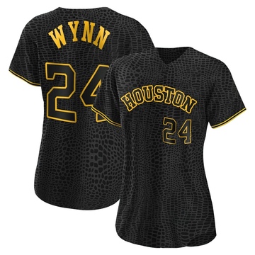 Jimmy Wynn Women's Authentic Houston Astros Black Snake Skin City Jersey