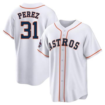 Joe Perez Men's Replica Houston Astros White 2022 World Series Champions Home Jersey