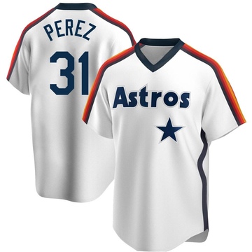 Joe Perez Men's Replica Houston Astros White Home Cooperstown Collection Team Jersey