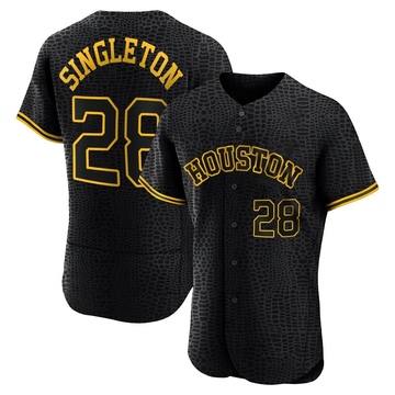 Jon Singleton Men's Authentic Houston Astros Black Snake Skin City Jersey