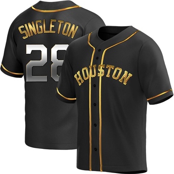 Jon Singleton Men's Replica Houston Astros Black Golden Alternate Jersey