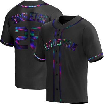 Jon Singleton Men's Replica Houston Astros Black Holographic Alternate Jersey