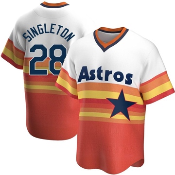 Jon Singleton Men's Replica Houston Astros White Home Cooperstown Collection Jersey