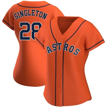 Jon Singleton Women's Authentic Houston Astros Orange Alternate Jersey