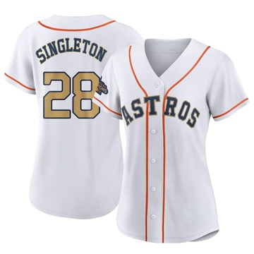 Jon Singleton Women's Replica Houston Astros Gold White 2023 Collection Jersey