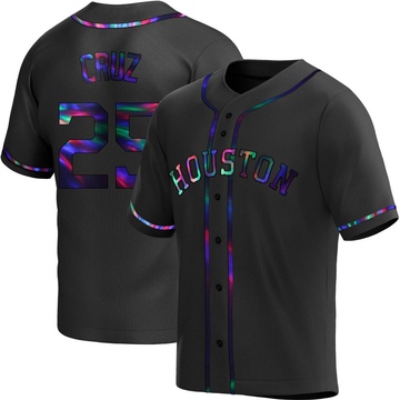 Jose Cruz Jr. Men's Replica Houston Astros Black Holographic Alternate Jersey